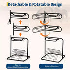 3 Tier Saddle Rack Stand Rotatable & Removable, Heavy Duty Horse Tack Organization Stand, Freestanding English & Western Saddle Blanket Holder Black
