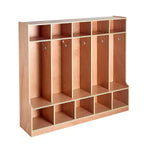 5 Section Kids Coat Locker Wooden Toddler Cubby Storage Organizer with 10 Hooks Non Slip Mat Modern Kid Coat Cubbies