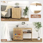 Table de couture pliante Costway avec étagère de rangement au design compact, 2 plateaux et 18 chevilles, naturelle