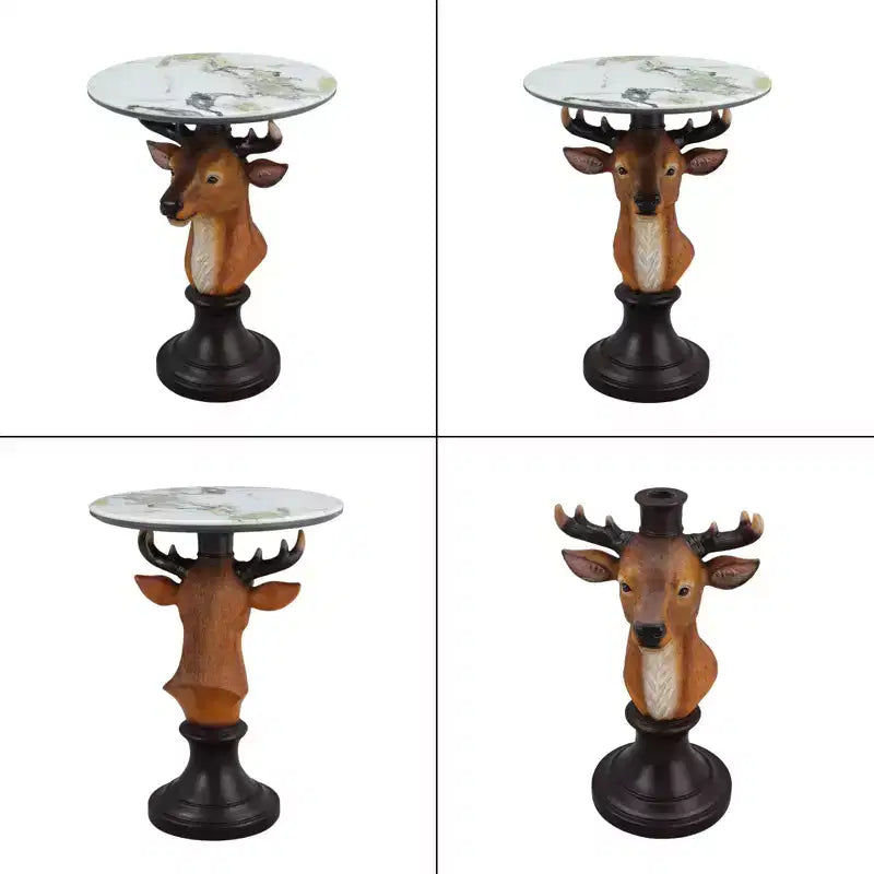 Table d'appoint Tête de cerf, Table de chevet statue animale pour décoration intérieure de salon