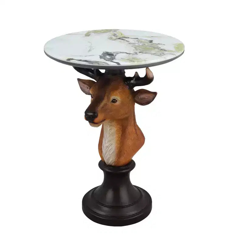 Table d'appoint Tête de cerf, Table de chevet statue animale pour décoration intérieure de salon
