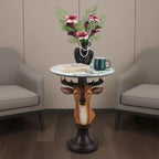 Table d'appoint Tête de cerf, Table de chevet statue animale pour décoration intérieure de salon