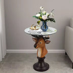 Table d'appoint Tête de cerf, Table de chevet statue animale pour décoration intérieure de salon