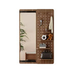 Modern Wall Mounted Full Length Mirror with Shelf & Hooks, Multifunctional Full Body Mirror for Bedroom, Living Room, or Entryway-Panipeachy
