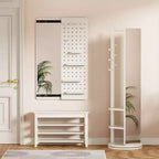Modern Wall Mounted Full Length Mirror with Shelf & Hooks, Multifunctional Full Body Mirror for Bedroom, Living Room, or Entryway-Panipeachy