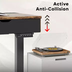 Bestier 47 Inch Electric Standing Desk with 2 Drawers & LED Light for Home Office, Height Adjustable Computer Desk, Gaming Table with USB Charging