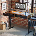 Bestier 47 Inch Electric Standing Desk with 2 Drawers & LED Light for Home Office, Height Adjustable Computer Desk, Gaming Table with USB Charging