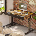 Bestier 47 Inch Electric Standing Desk with 2 Drawers & LED Light for Home Office, Height Adjustable Computer Desk, Gaming Table with USB Charging