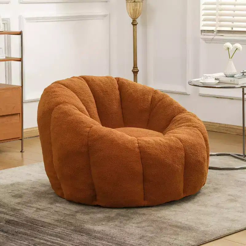FurnitureR Teddy Fabric Lounge Chair, Plush Accent Armchair with Deep Seat, Cozy Upholstered Lazy Sofa for Living Room Bedroom Reading Corner
