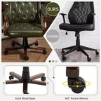 Ergonomic Desk Chair, Faux Leather Executive Chair, Vintage Wing Back Swivel Work Chair, Classic Computer Chair for Home, Office and Living Room