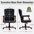 Ergonomic Desk Chair, Faux Leather Executive Chair, Vintage Wing Back Swivel Work Chair, Classic Computer Chair for Home, Office and Living Room