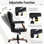 Ergonomic Desk Chair, Faux Leather Executive Chair, Vintage Wing Back Swivel Work Chair, Classic Computer Chair for Home, Office and Living Room