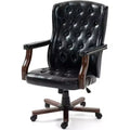 Ergonomic Desk Chair, Faux Leather Executive Chair, Vintage Wing Back Swivel Work Chair, Classic Computer Chair for Home, Office and Living Room