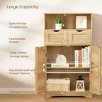 Dcolora Rattan Storage Cabinet with 2 Drawers & Adjustable Shelves for Kitchen/Home