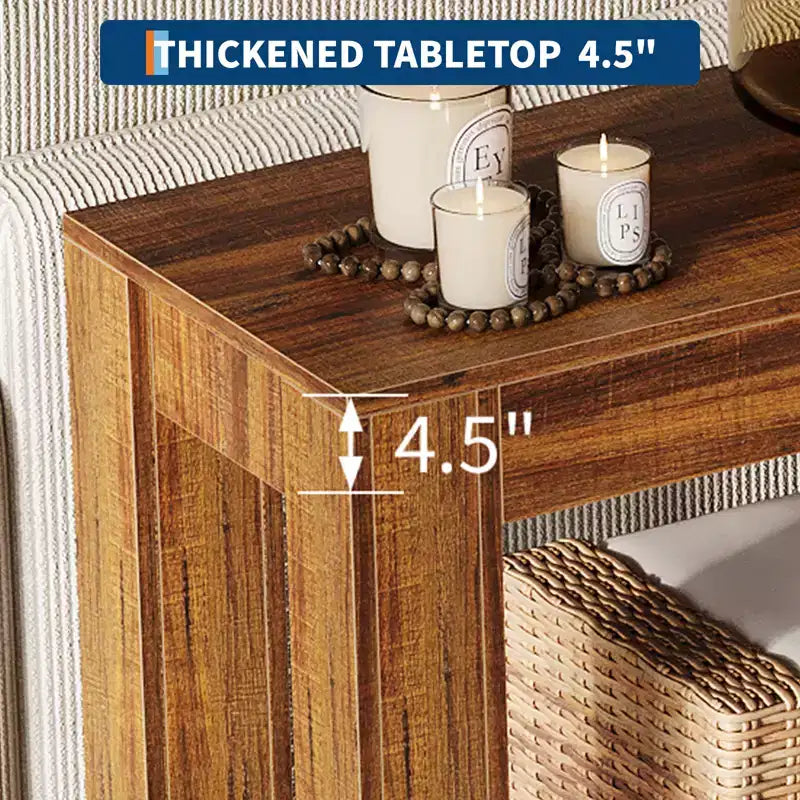COZONY 63 Console avec Rangement, Table Console Étroite Derrière le Canapé, Table d'Entrée Ferme à 2 Niveaux pour Salon et Couloir