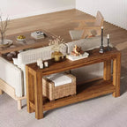 COZONY 63 Console avec Rangement, Table Console Étroite Derrière le Canapé, Table d'Entrée Ferme à 2 Niveaux pour Salon et Couloir