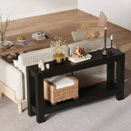 COZONY 63 Console avec Rangement, Table Console Étroite Derrière le Canapé, Table d'Entrée Ferme à 2 Niveaux pour Salon et Couloir