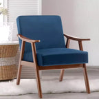 Mid-Century Modern Velvet Accent Chair with Solid Wood Frame, Wingback Lounge Chair for Living Room