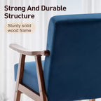 Mid-Century Modern Velvet Accent Chair with Solid Wood Frame, Wingback Lounge Chair for Living Room
