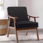 Mid-Century Modern Velvet Accent Chair with Solid Wood Frame, Wingback Lounge Chair for Living Room