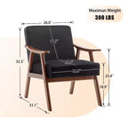 Mid-Century Modern Velvet Accent Chair with Solid Wood Frame, Wingback Lounge Chair for Living Room