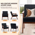 Mid-Century Modern Velvet Accent Chair with Solid Wood Frame, Wingback Lounge Chair for Living Room