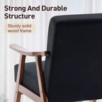 Mid-Century Modern Velvet Accent Chair with Solid Wood Frame, Wingback Lounge Chair for Living Room