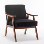 Mid-Century Modern Velvet Accent Chair with Solid Wood Frame, Wingback Lounge Chair for Living Room