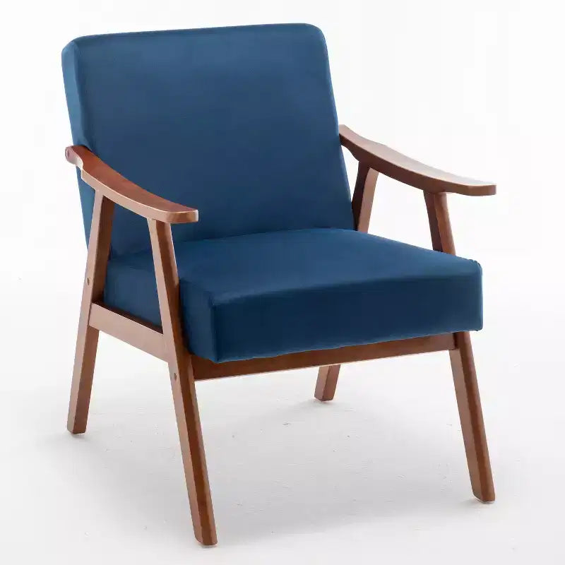 Mid-Century Modern Velvet Accent Chair with Solid Wood Frame, Wingback Lounge Chair for Living Room