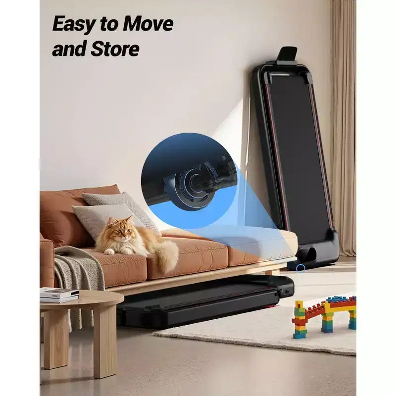 Tapis de marche inclinable à 15% avec barre de maintien - Tapis de course pliable silencieux de 2,5 CV pour la maison ou le bureau, sous le bureau, tapis de marche portable avec capacité de 100 kg