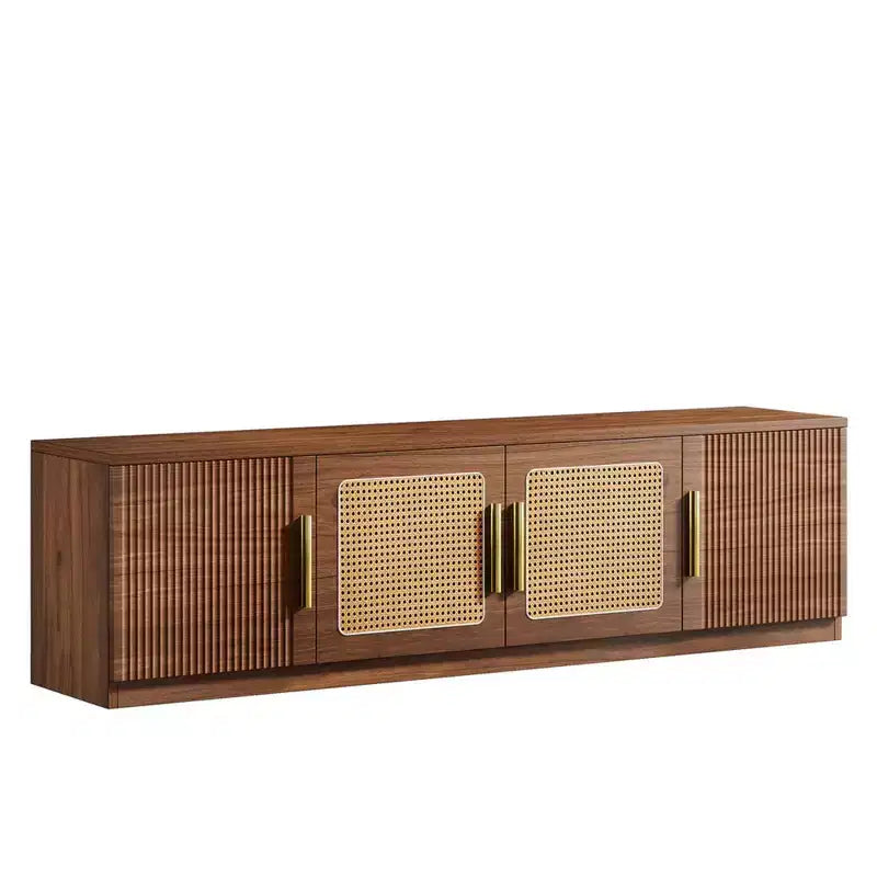 Meuble TV en bois GDFStudio Anugy Modern 71 avec 4 portes et 6 étagères