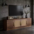 Meuble TV en bois GDFStudio Anugy Modern 71 avec 4 portes et 6 étagères