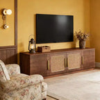 Meuble TV en bois GDFStudio Anugy Modern 71 avec 4 portes et 6 étagères
