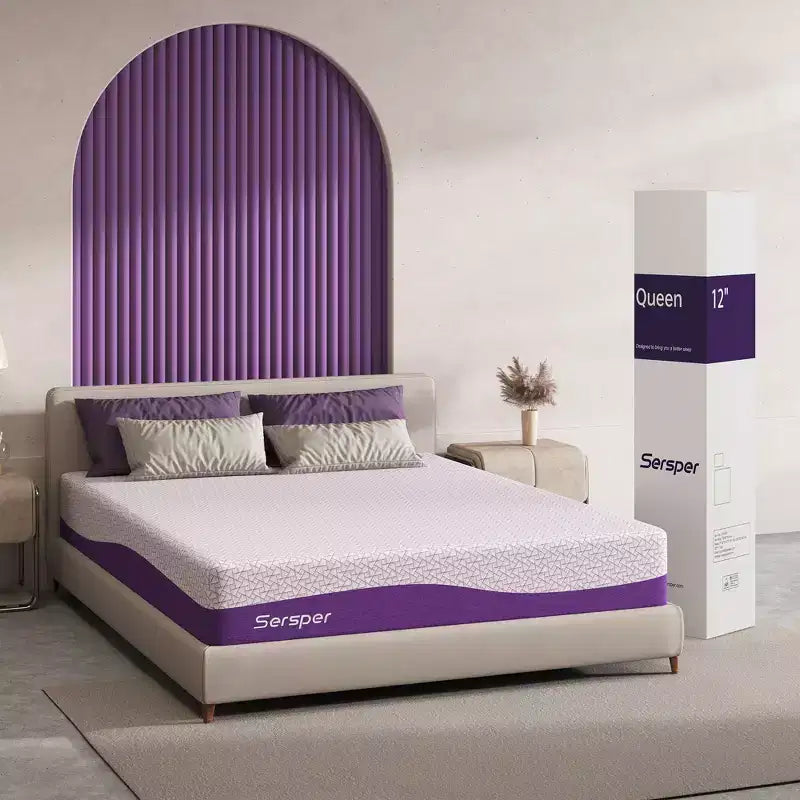 Sersper 10 Rayon from Bamboo Charcoal Cooling Gel Memory Foam Mattress - Compatible with Platform Bed, Box Spring, or Slat Base