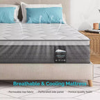 Matelas Serweet 10 pouces sans fibre de verre 5 zones - Compatible avec sommier plateforme, sommier tapissier ou sommier à lattes