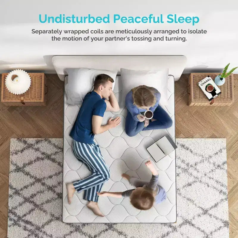 Matelas Serweet 10 pouces sans fibre de verre 5 zones - Compatible avec sommier plateforme, sommier tapissier ou sommier à lattes