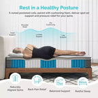 Matelas Serweet 10 pouces sans fibre de verre 5 zones - Compatible avec sommier plateforme, sommier tapissier ou sommier à lattes
