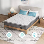 Matelas Serweet 10 pouces sans fibre de verre 5 zones - Compatible avec sommier plateforme, sommier tapissier ou sommier à lattes