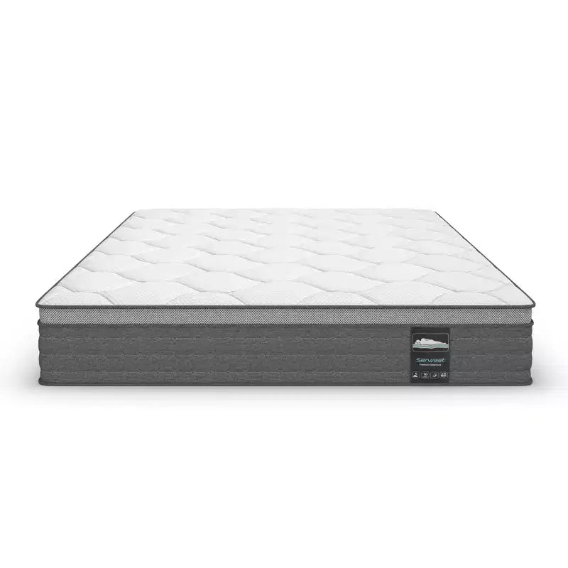 Matelas Serweet 10 pouces sans fibre de verre 5 zones - Compatible avec sommier plateforme, sommier tapissier ou sommier à lattes
