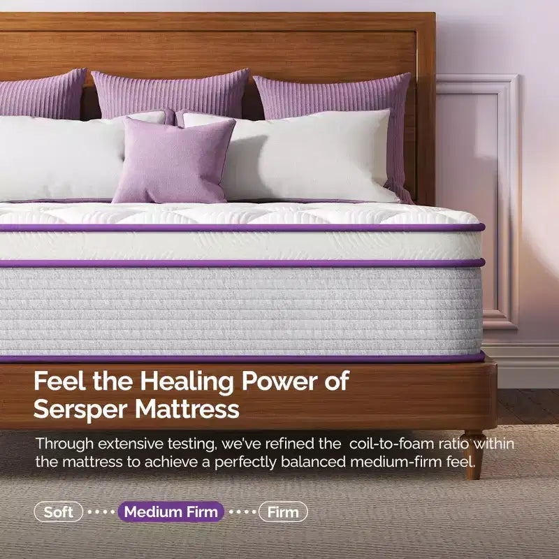 Sersper Matelas hybride à ressorts et mousse à mémoire de forme 14 pouces King