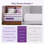 Sersper Matelas hybride à ressorts et mousse à mémoire de forme 14 pouces King
