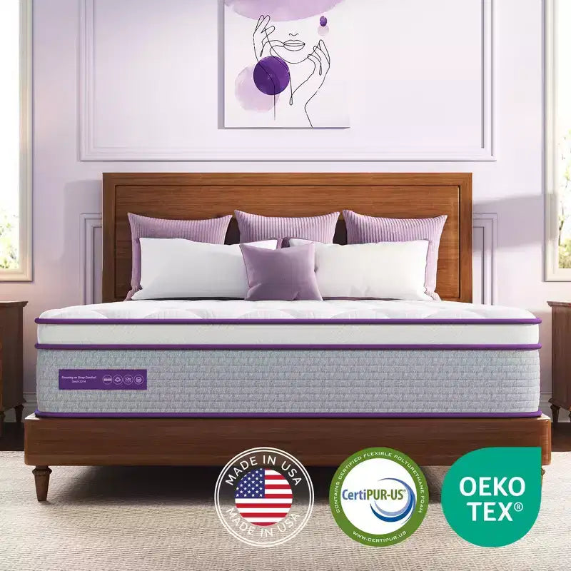 Sersper Matelas hybride à ressorts et mousse à mémoire de forme 14 pouces King