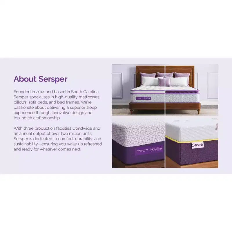 Sersper Matelas hybride à ressorts et mousse à mémoire de forme 14 pouces King