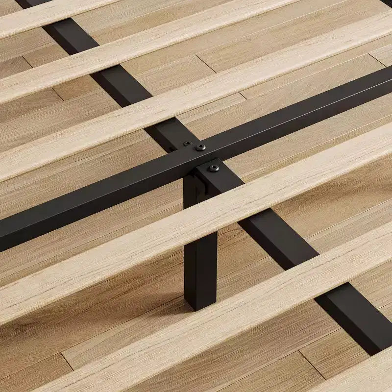Cadre de lit plateforme en lin rembourré taille double avec tête de lit réglable, support de lattes en bois, pas besoin de sommier tapissier, assemblage facile