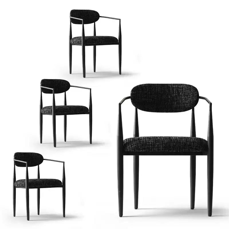 Lot de 4 chaises de salle à manger modernes avec accoudoirs, assise rembourrée douce, pieds en métal noir élégants, chaises d'appoint confortables pour cuisine ou salle à manger - Panipeachy