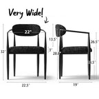Lot de 4 chaises de salle à manger modernes avec accoudoirs, assise rembourrée douce, pieds en métal noir élégants, chaises d'appoint confortables pour cuisine ou salle à manger - Panipeachy