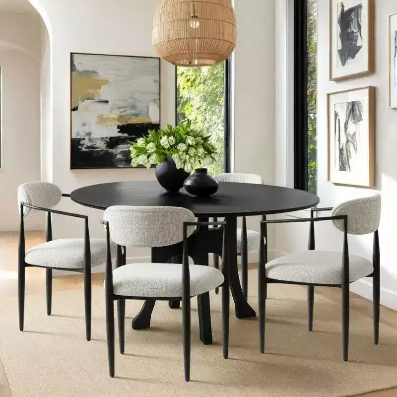 Lot de 4 chaises de salle à manger modernes avec accoudoirs, assise rembourrée douce, pieds en métal noir élégants, chaises d'appoint confortables pour cuisine ou salle à manger - Panipeachy