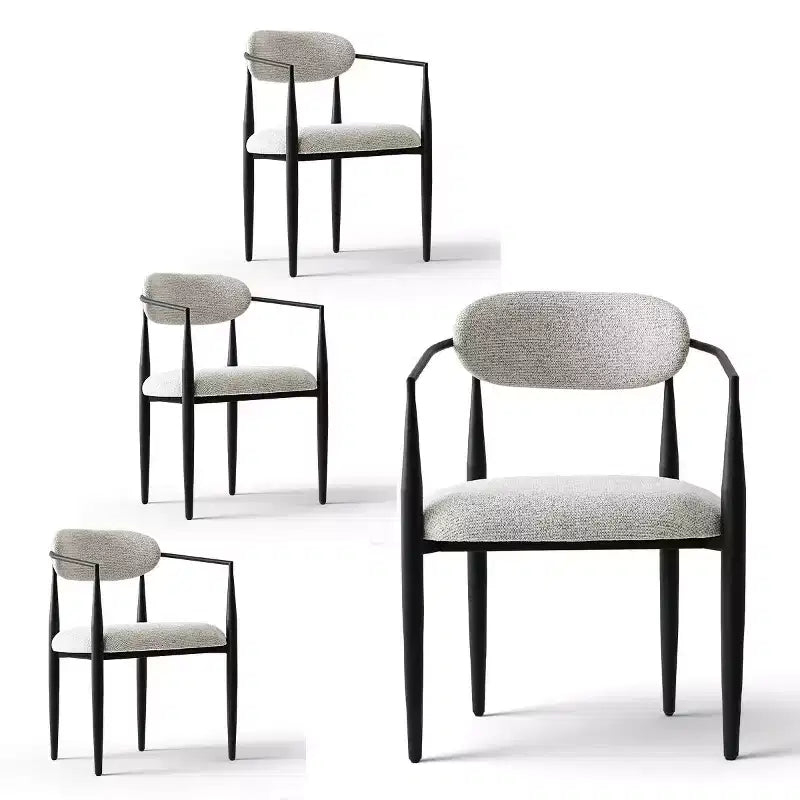 Lot de 4 chaises de salle à manger modernes avec accoudoirs, assise rembourrée douce, pieds en métal noir élégants, chaises d'appoint confortables pour cuisine ou salle à manger - Panipeachy