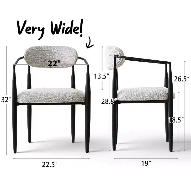 Lot de 4 chaises de salle à manger modernes avec accoudoirs, assise rembourrée douce, pieds en métal noir élégants, chaises d'appoint confortables pour cuisine ou salle à manger - Panipeachy