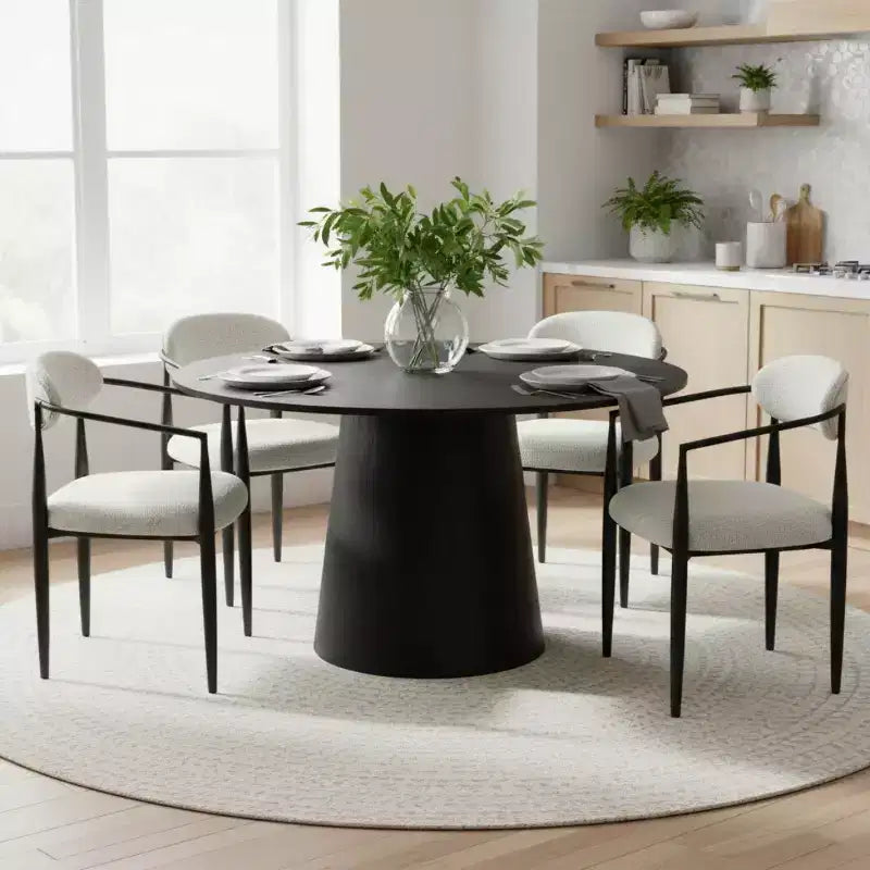 Set of 4 Modern Dining Armchairs with Soft Padded Seat, Sleek Black Metal Legs, Comfortable Side Chairs for Kitchen or Dining Room-Panipeachy